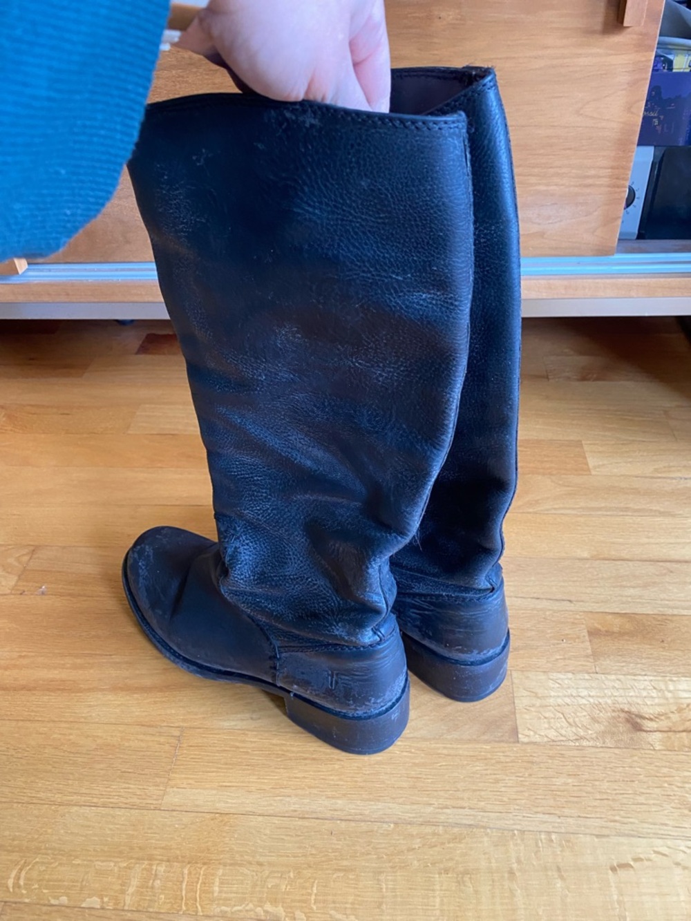 Frye Black Mid-Calf Leather Boots - Picture 6 of 7